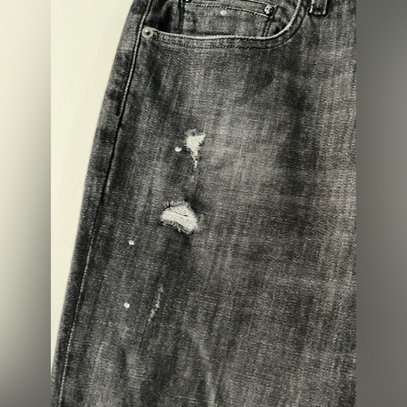 The Kooples Jean Short Drop Acid Wash Splattered Skull Embellishment Mens Jeans - Picture 3 of 16